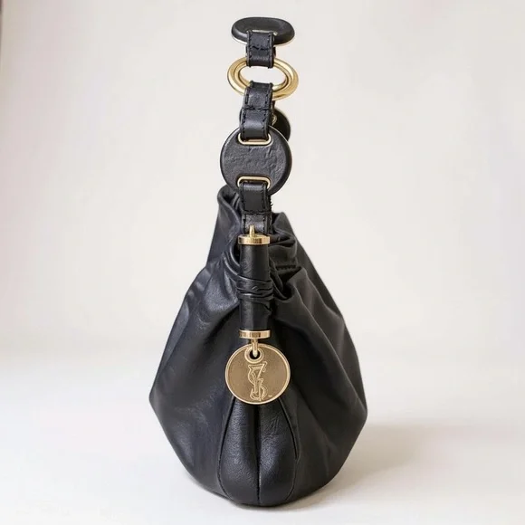 Yves Saint Laurent Vintage Mombasa Hobo Bag – Black Leather, Gold-Tone Handle - Picture 4 of 6